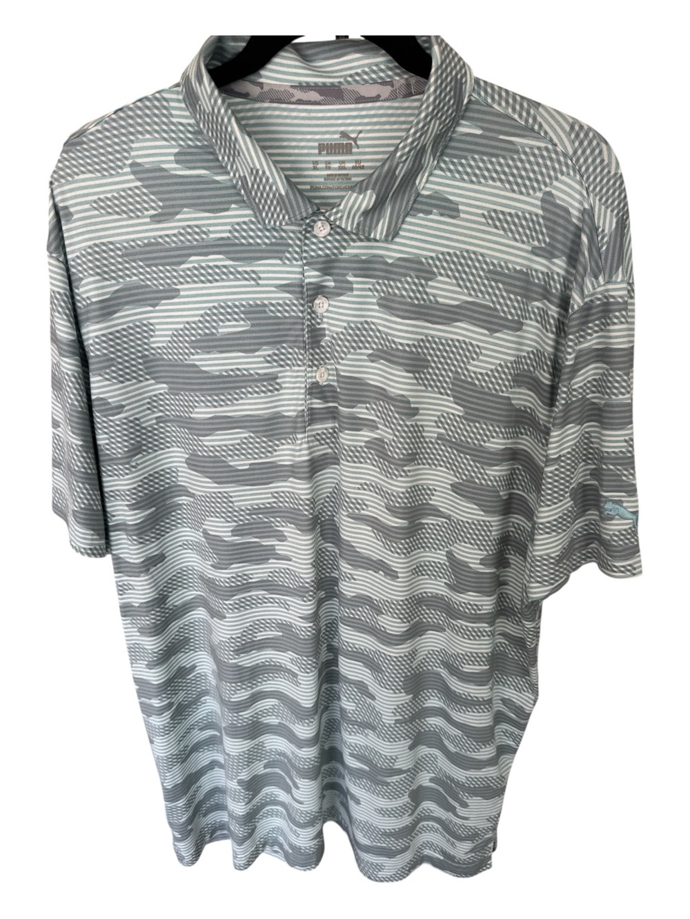 Puma Men's Light Gray Patterned Polo Shirt